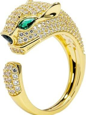 NEW 18K Gold Plated Panther Rings Non Tarnish Adjustable Cubic Zirconia Standout